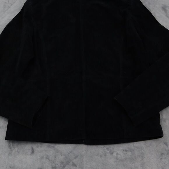 Relativity Jacket Womens PL Black Long Sleeve Full Zip Leather Collar Polyester - Picture 14 of 16